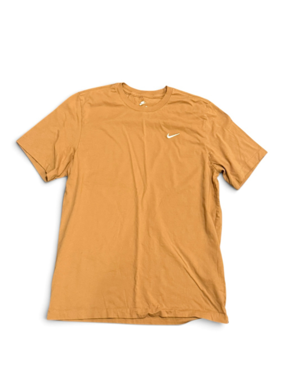 Nike Men’s The Nike Tee Ale Brown Tan Embroidered Swoosh Logo T-Shirt Sz L - Picture 2 of 5